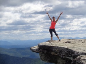 I ain't skeered!  (Actually, I was very scared.  It was windy as heck up there, and you're feet from the ledge.  Like, take the picture already!!!)